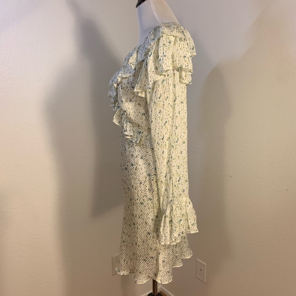NWOT Free People Sweetest Thing Mini Dress Ivory Combo Ruffle Floral - Size 12 - Picture 3 of 5